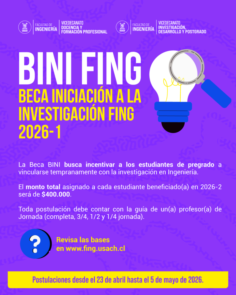 Facultad de Ingeniería anuncia ganadores 2026 de su beca de iniciación a la investigación